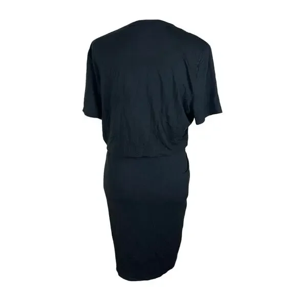 Veronica Beard Bernice Stretch Jersey Front Tie Black Dress Minimalist Sz Small - Picture 4 of 7